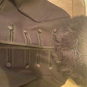 Zara coat black size small hood with with faux fur black